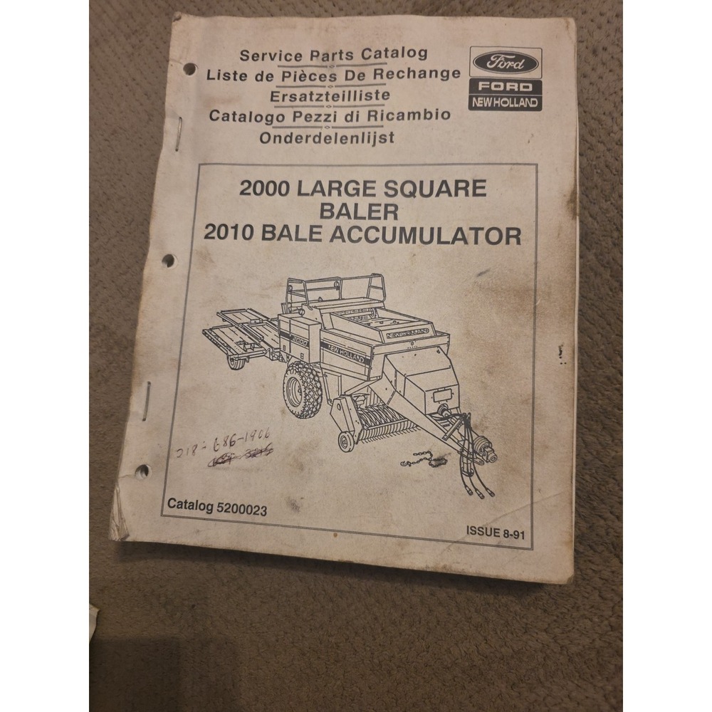 New Holland 2000 Large Square Baler 2010 Bale Accumulator‎ Service Parts Catalog